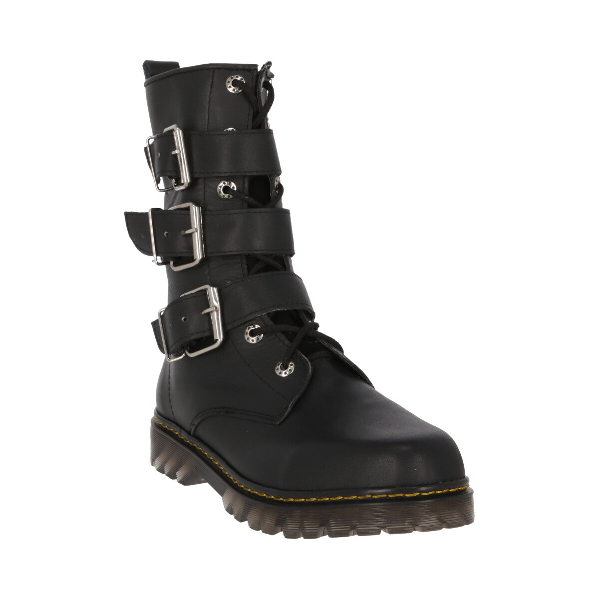 Botas Dark Goticas Rockeras Piel Corta con Latigos Suela Transparente