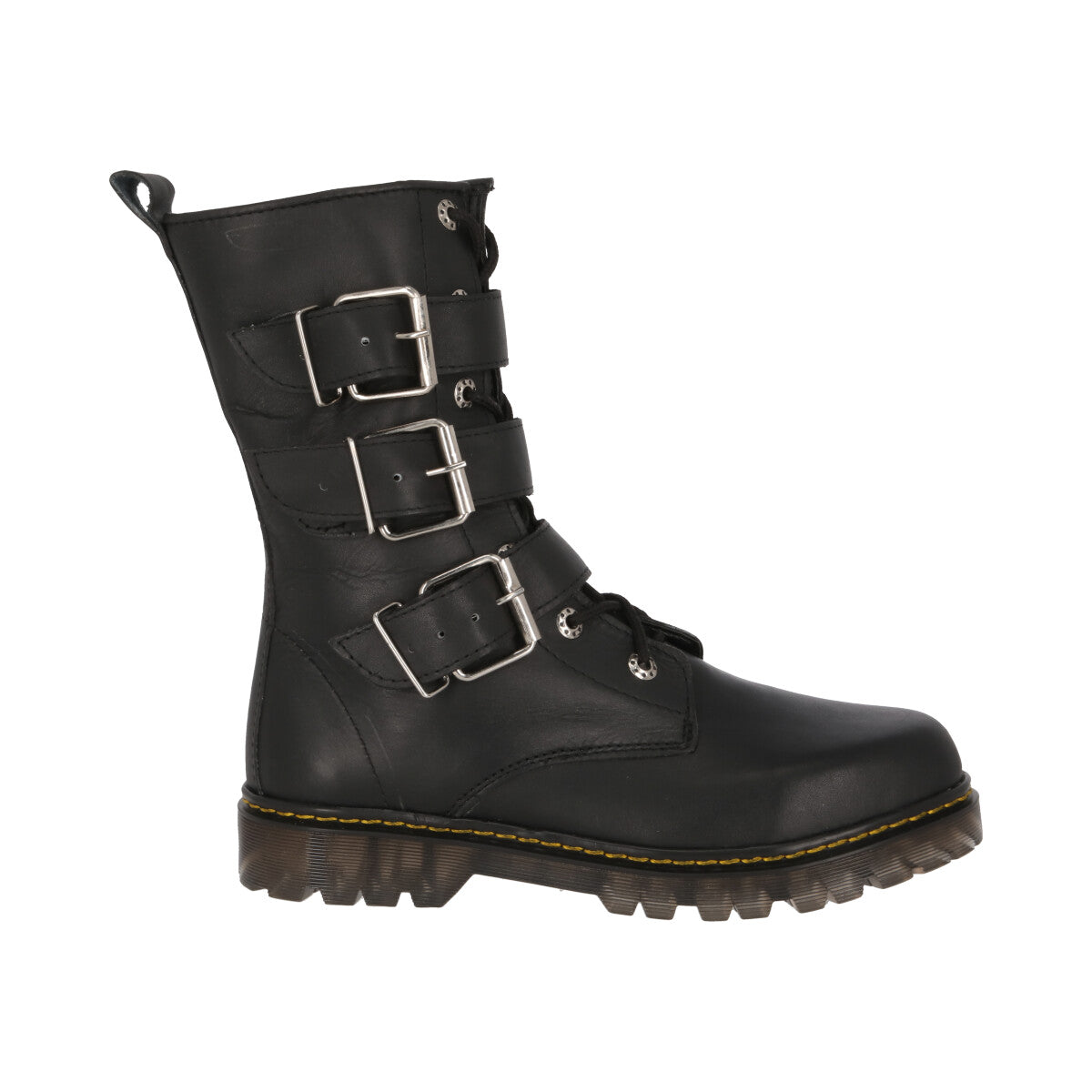 Botas Dark Goticas Rockeras Piel Corta con Latigos Suela Transparente