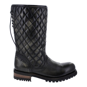 Botas Liberty motociclista Bola Cuadro vista lateral en piel con casco de acero