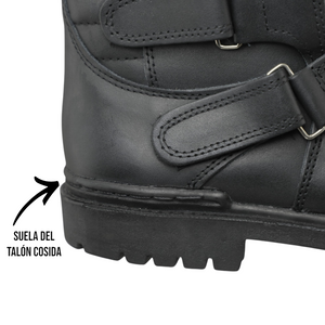 Botas motociclista V-2.0 – talón reforzado, suela cosida y pegada, hechas en México para mayor durabilidad