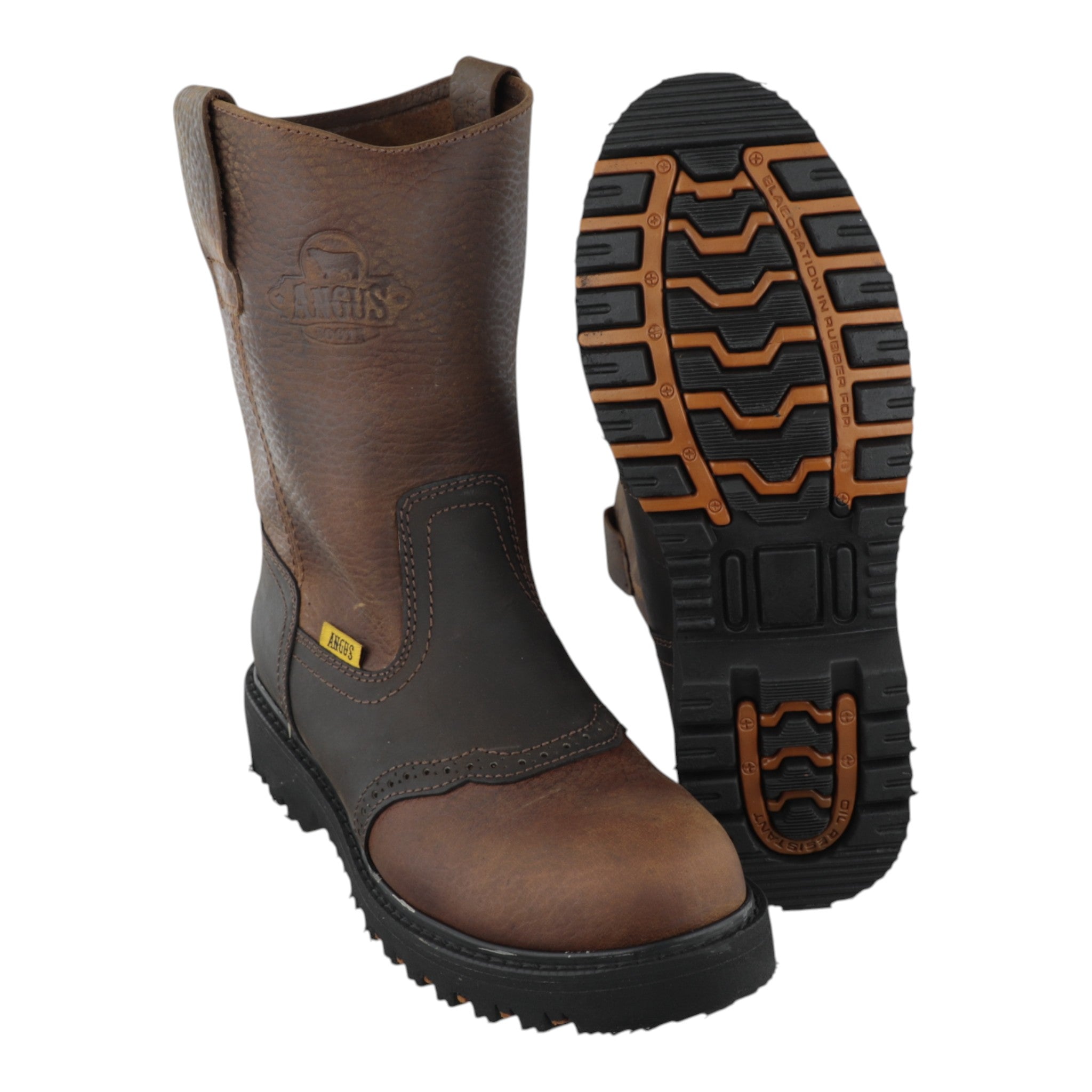 Botas de Trabajo Angus Boots Piel con Suela Tractor y Detalle en Chinela Sin Casquillo