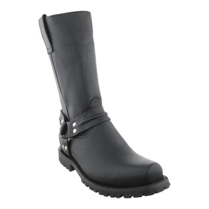 Tubo alto de piel lisa en bota biker trompa de cochino negra