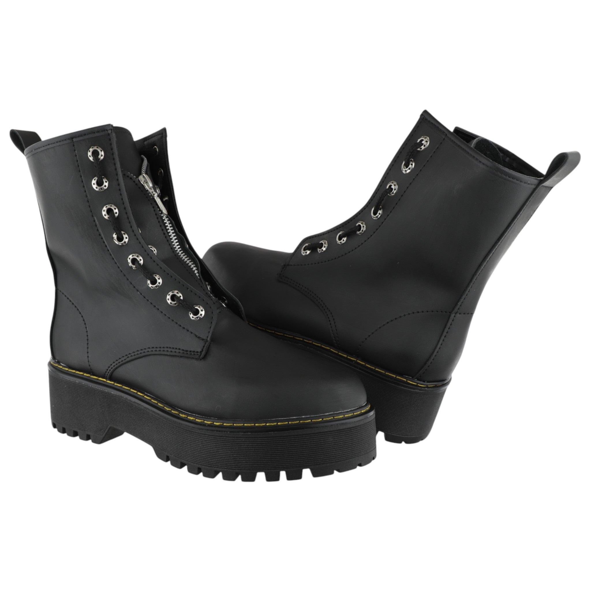 Botas Góticas Metaleras Punk Dark Veganas Cierre Lengua Suela Plataforma 6041