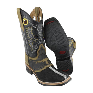 Botas Rodeo Imitación Mantarraya Chinela Piel Suela Hule El General Boots