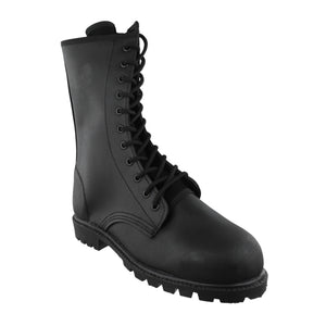 Botas tácticas 500 piel carnaza negro con casco y cierre lateral