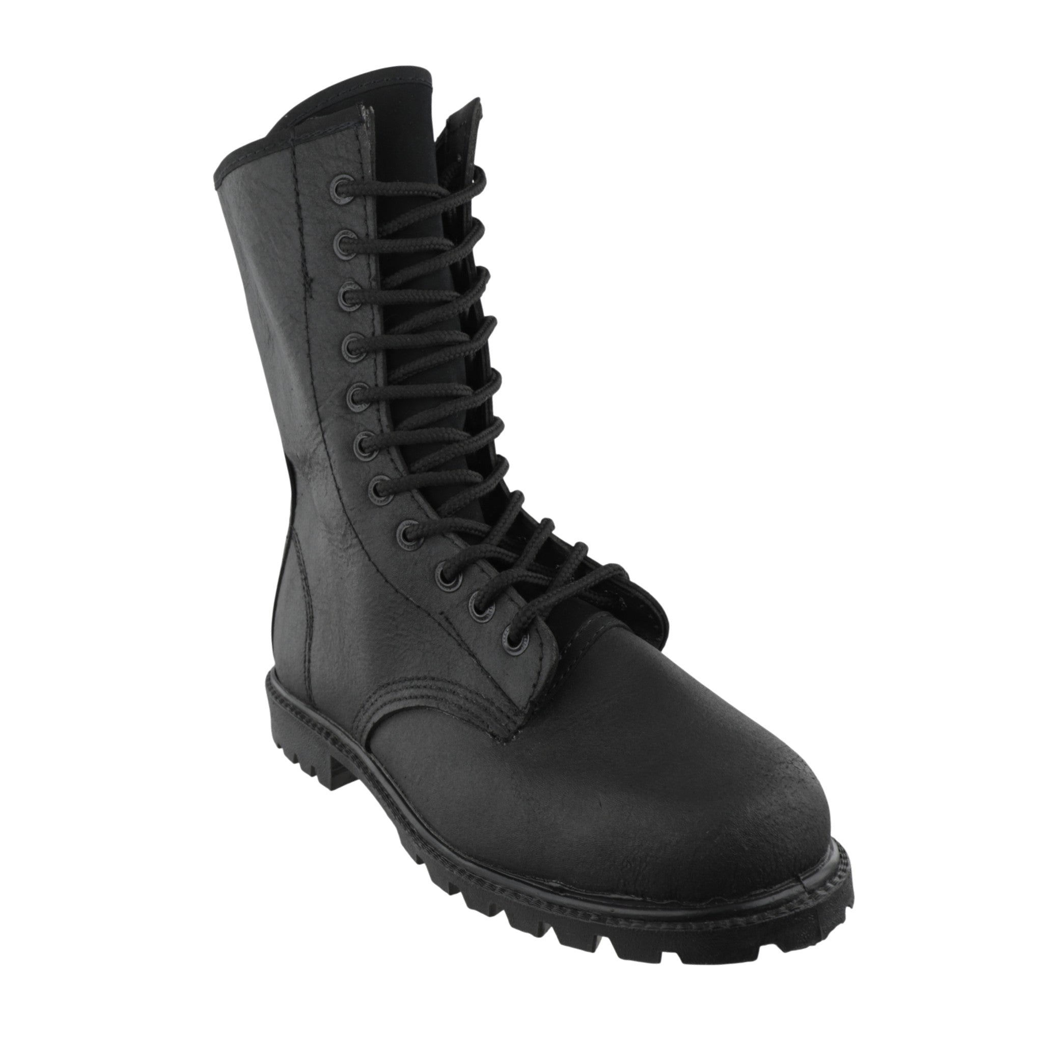 Botas tácticas 500 piel carnaza negra sin casco con cierre lateral