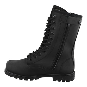 Detalle del cierre lateral botas tácticas negras sin casco