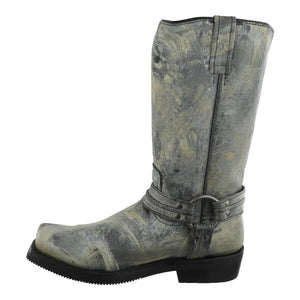 Textura rústica del cuero en Botas Biker Motociclista Paso Negro