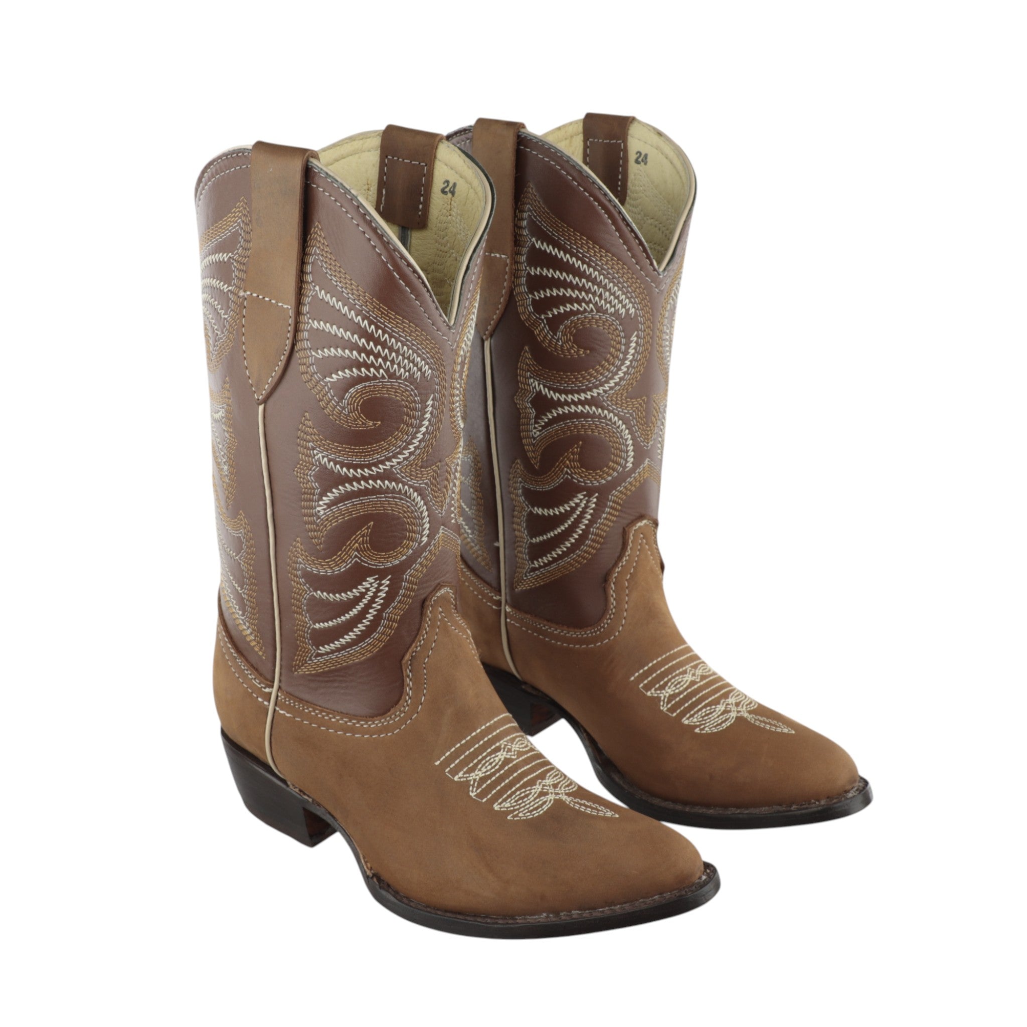 Botas Vaqueras Dama Piel Nobuck Oval Suela Vaqueta