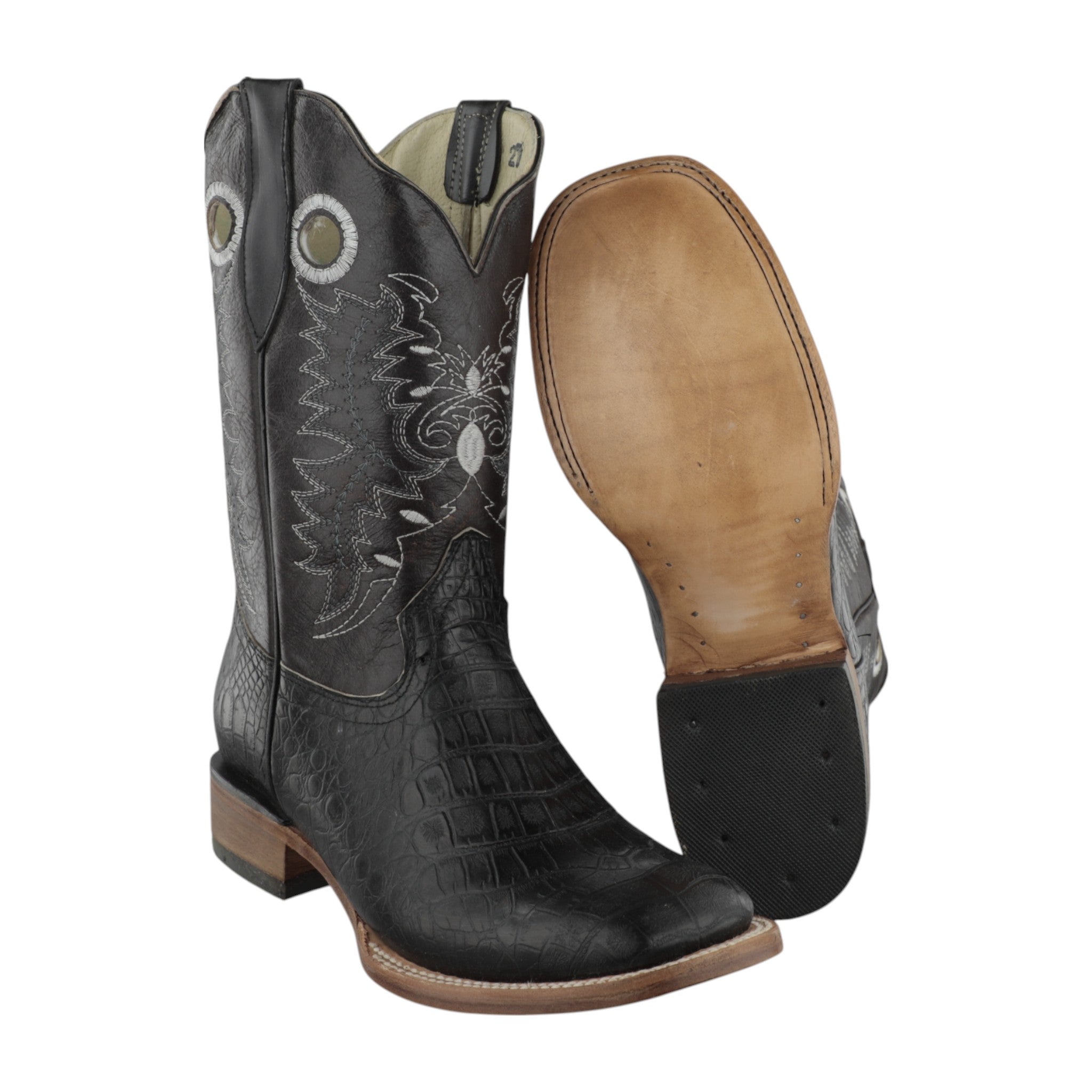 Botas Vaqueras Hombre Imitación Nuca Cocodrilo Bulldog