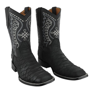 Vista lateral botas western imitacion pitón con bordado en el tubo