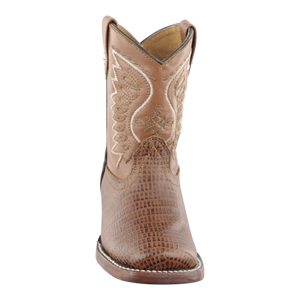 Acabado texturizado tipo armadillo en botas vaqueras para niño color miel