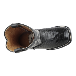 Punta cuadrada botas vaqueras niño color negro estilo bulldog