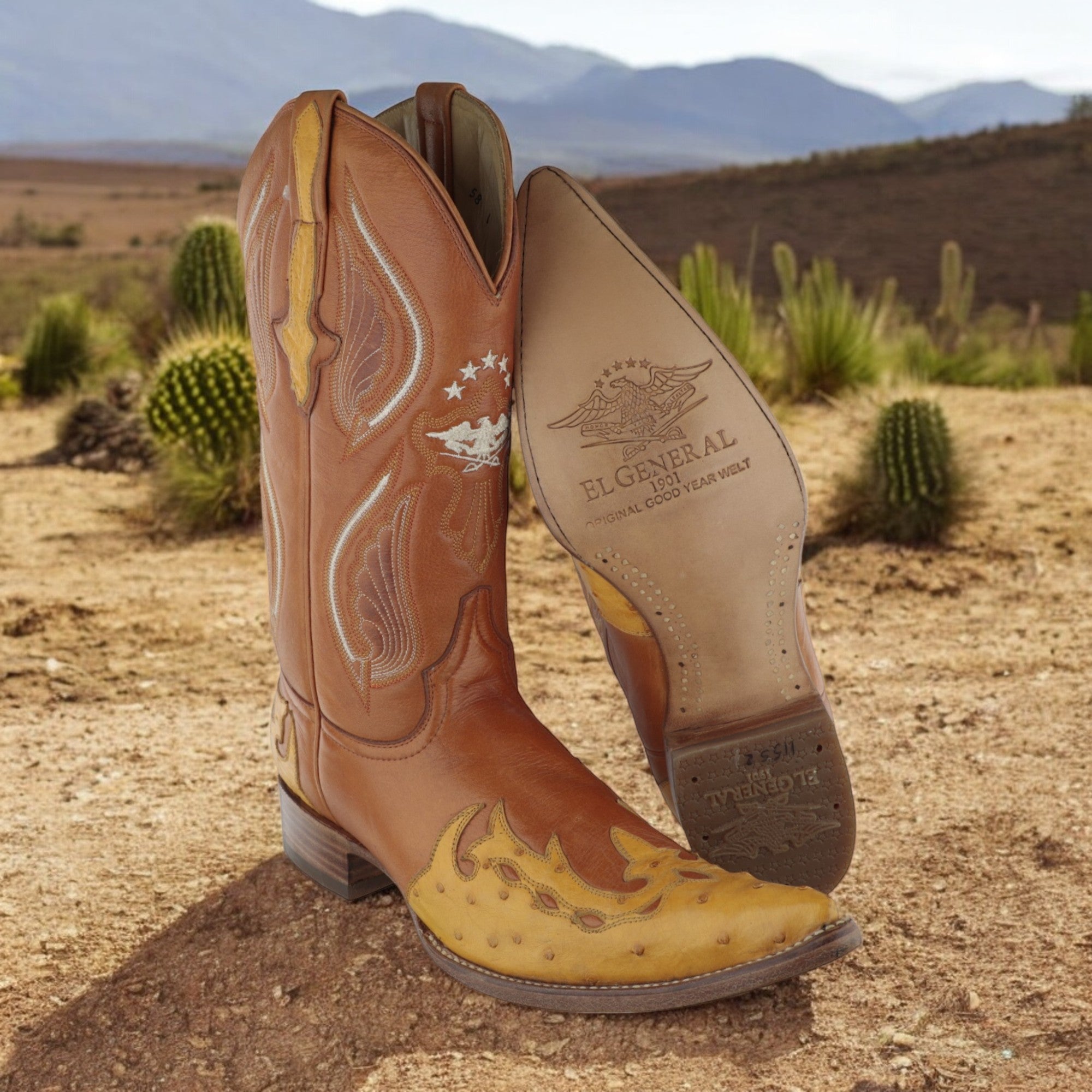 Botas Vaqueras Panza Avestruz Chinela Fuego Avestruz Horma