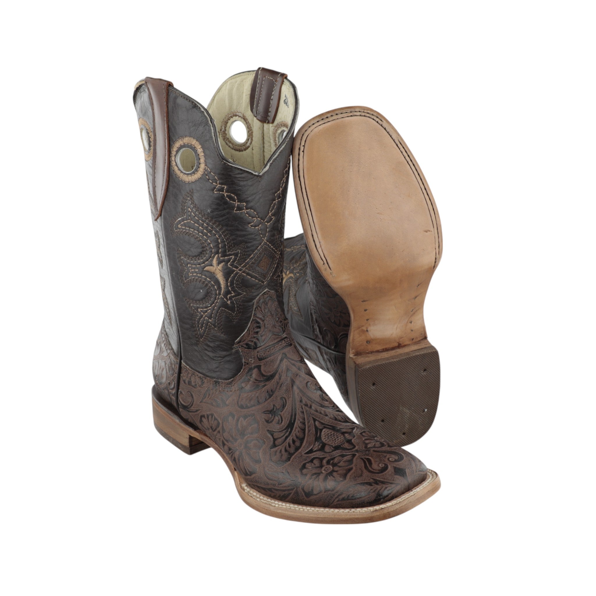 Botas Vaqueras Mujer Grabada Cincelada Rameada Vaqueta Bulldog