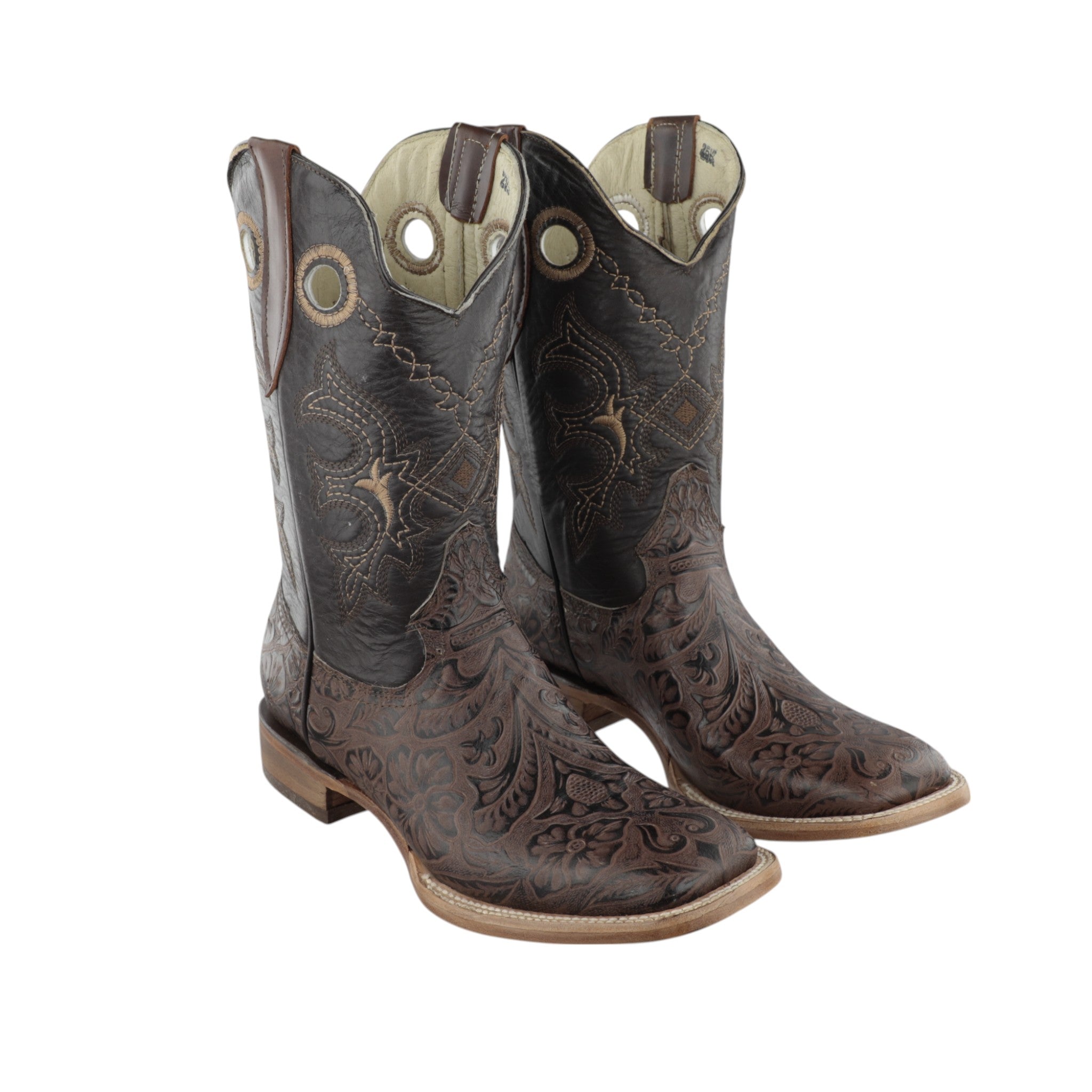 Botas Vaqueras Mujer Grabada Cincelada Rameada Vaqueta Bulldog