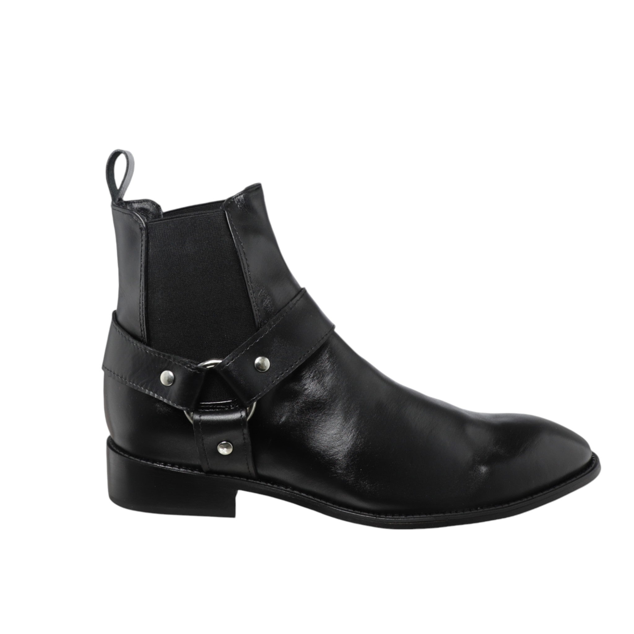 Botines Chelsea Con Arnés Piel Suela Vaqueta