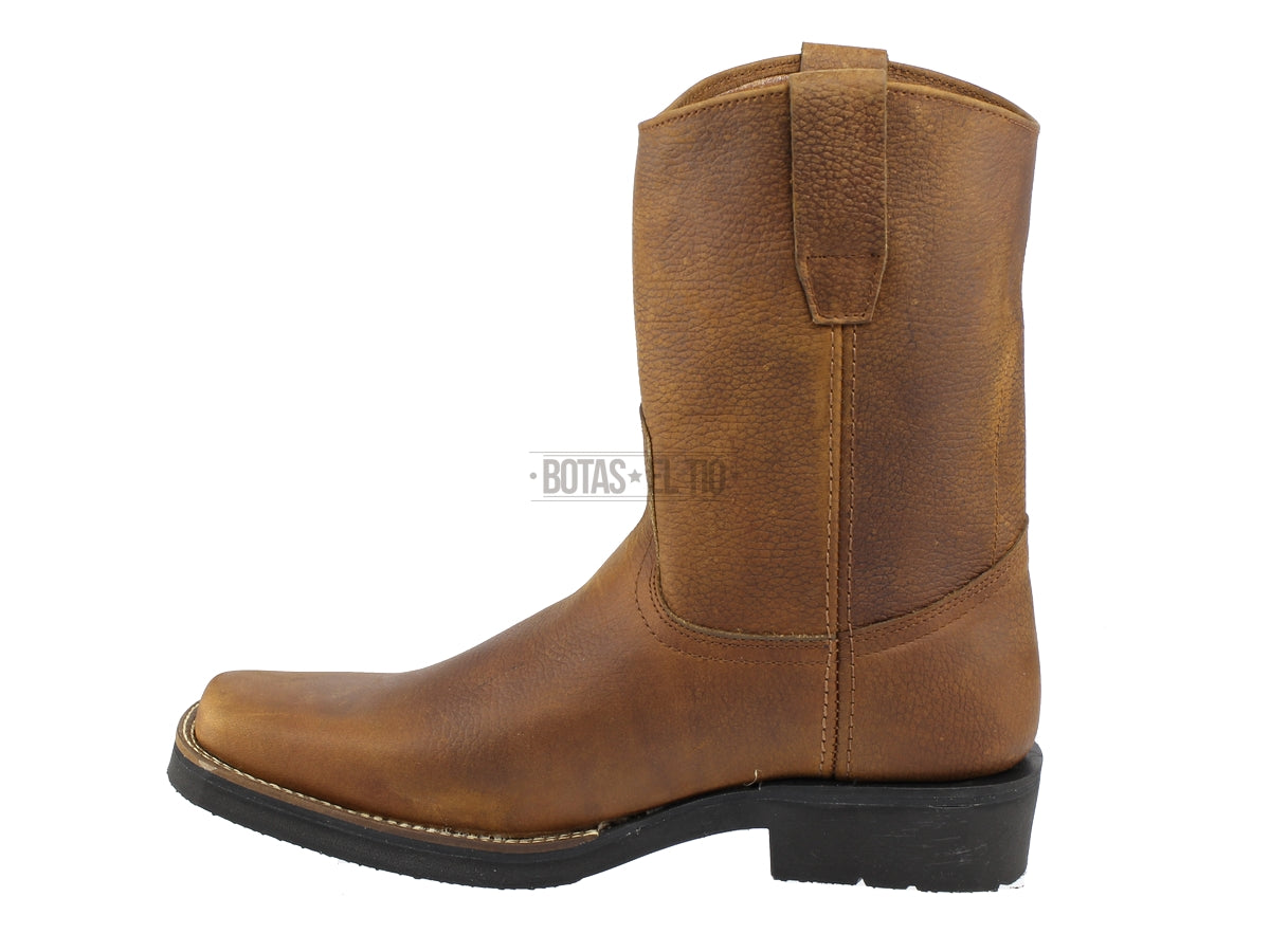 botas angus roper chata detalle costuras miel
