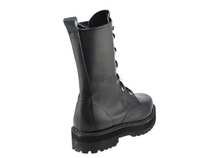 Calzado punk rockero urbano estilo metalero en piel genuina, botas góticas negras