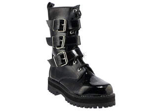 Botas Dark Goticas 3 Hebillas Piel Cierre Metal Dr