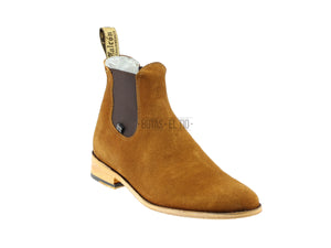 Botin chelsea piel gamuza miel suela vaqueta