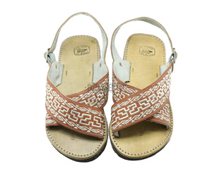 Huarache Artesanal Cruzado Piel Bordado Cadena Botas el tio