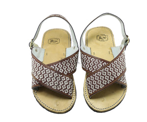 Huarache Artesanal Cruzado Piel Vino Bordado 1000 Cruces Botas el tio