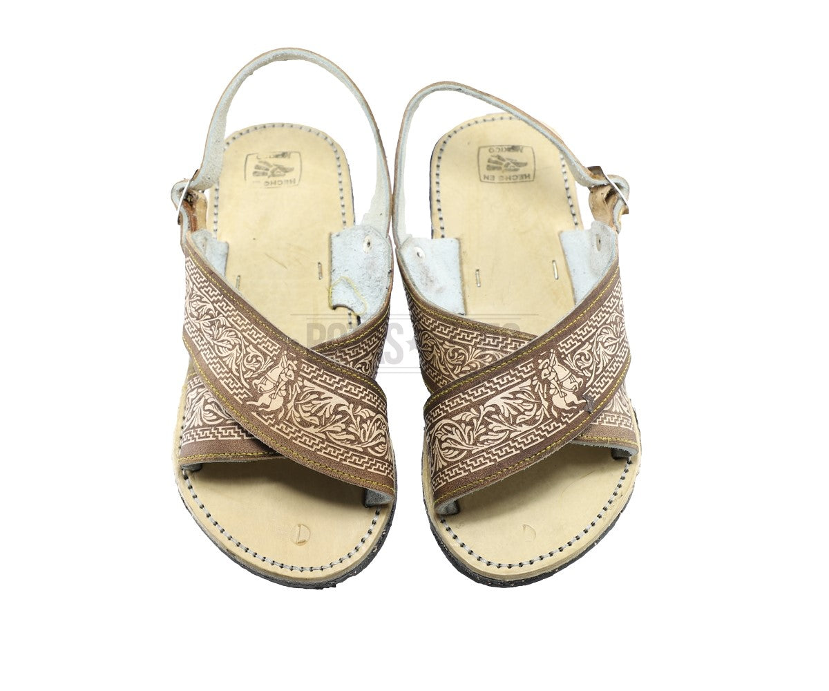 Huarache Cruzado Piel Grabado Laser Jinete con Guia Suela Llanta Botas el tio