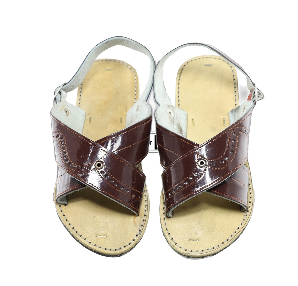 Huarache Artesanal Cruzado Charol Vino Suela Llanta Clasicos