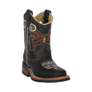 Botas Rodeo JR Unisex Piel Chata Suel Hule Negro
