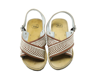 Huarache Artesanal Cruzado Piel Miel Bordado Flechas Botas el tio