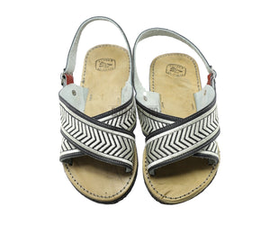 Huarache Artesanal Cruzado Piel Negro Bordado Flechas Botas el tio