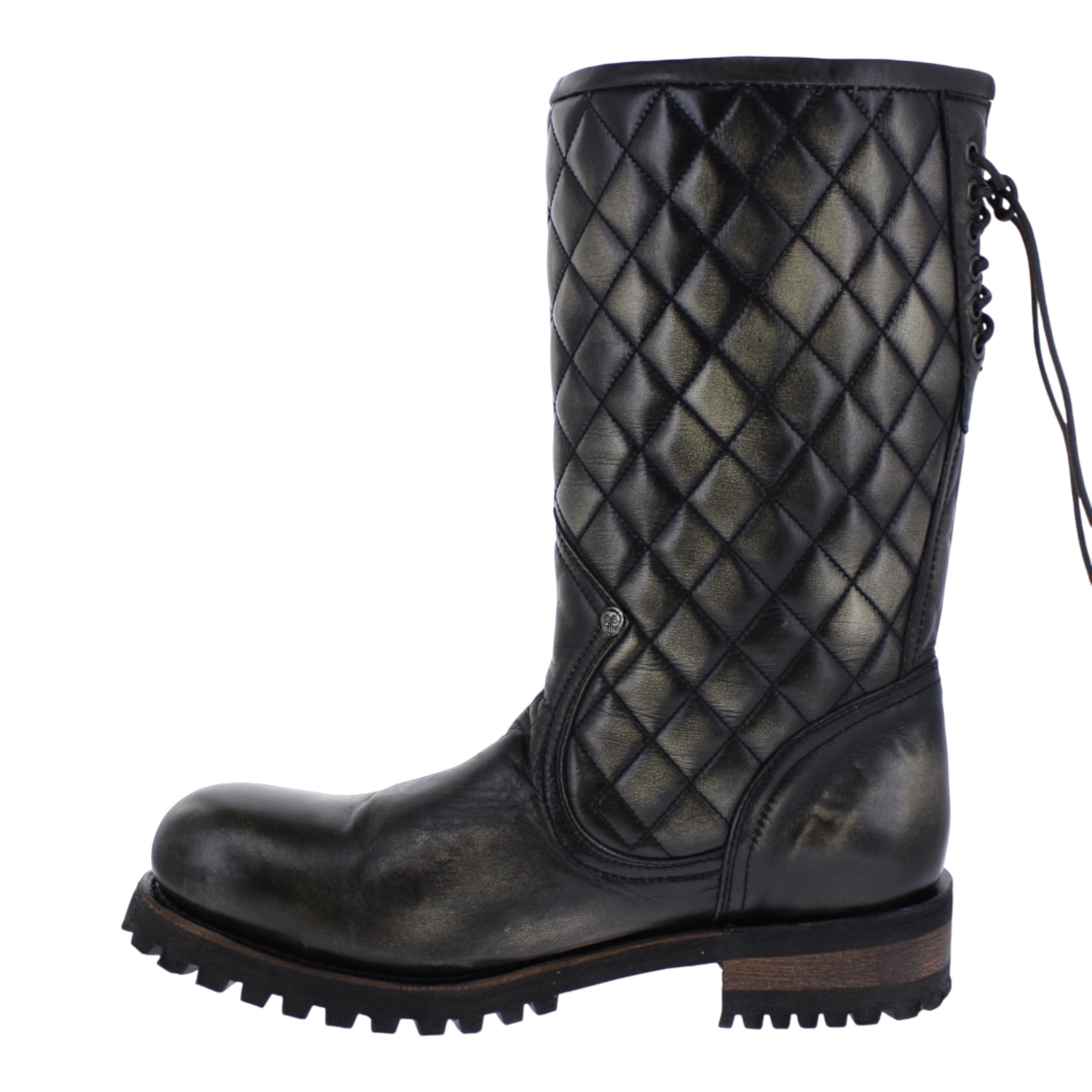 Botas Liberty moto detalle del cuero y costuras reforzadas