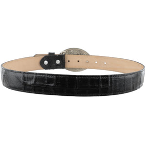 Bota el tio black eel skin belt with rhombus pattern and silver buckle. Exotic western style accessory.