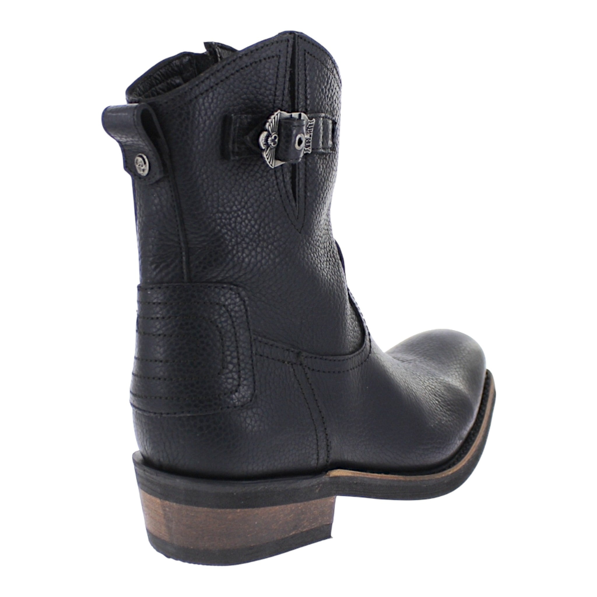 Vista trasera de botas chopper cortas con costuras reforzadas