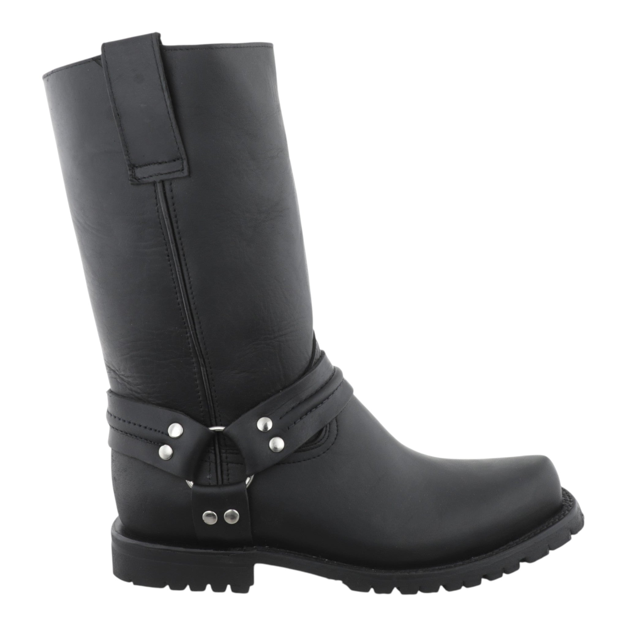 Bota biker trompa de cochino, vista de perfil lateral derecho