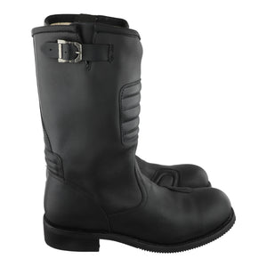 Vista lateral botas biker Caborca piel negra estilo motociclista