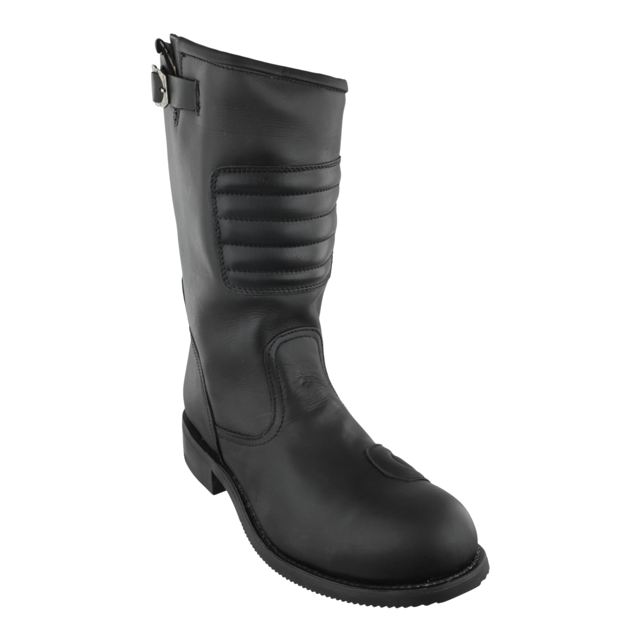 Botas biker Caborca piel negra con costuras reforzadas hechas en México