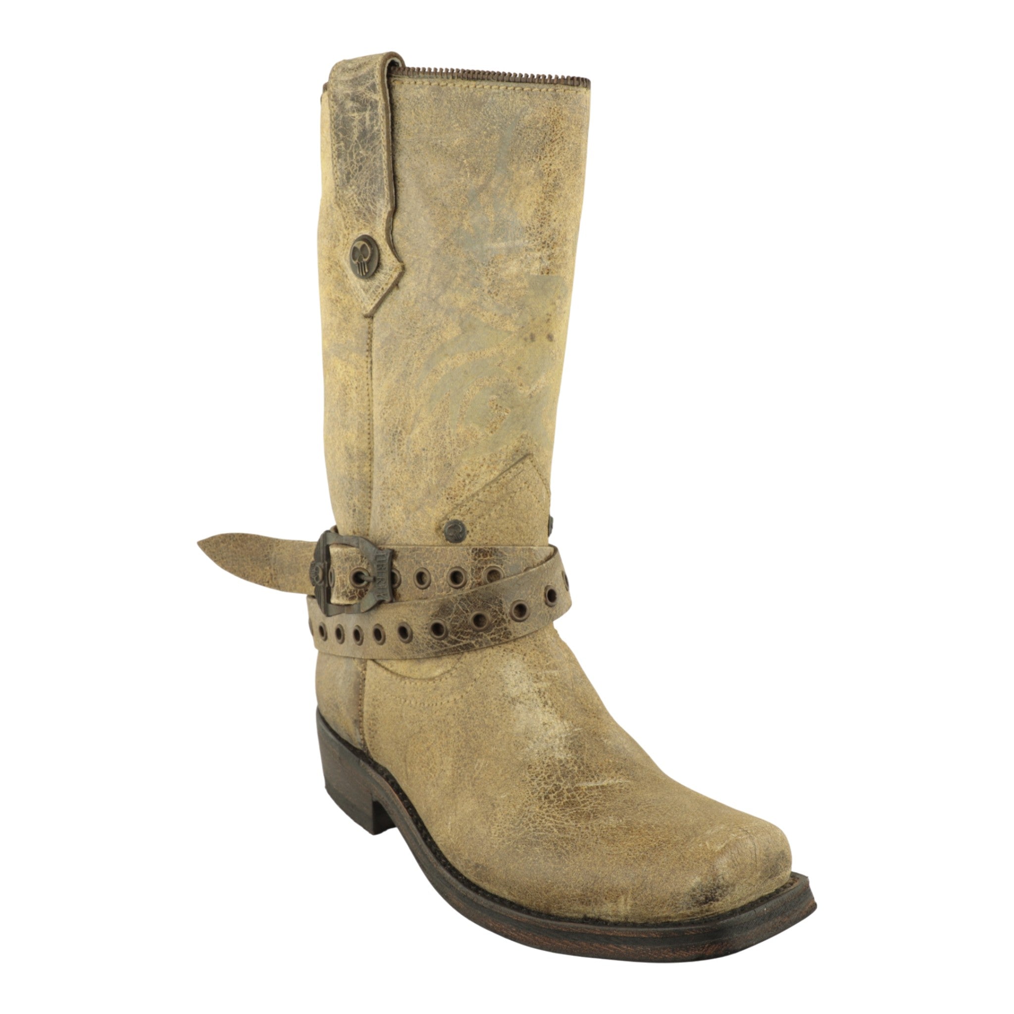 Textura rústica piel vaqueta paso tan botas biker Liberty trompa de puerco