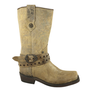 Botas vaqueras biker Liberty trompa de puerco piel vaqueta horma ancha