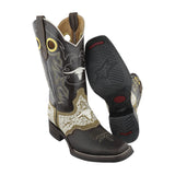 Botas Rodeo Chinela Piteada Piel Suela Hule Chocolate