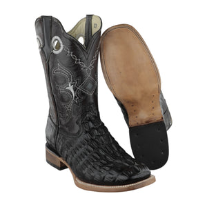 Botas Vaqueras Hombre Imitación Cola Cocodrilo Bulldog Negro