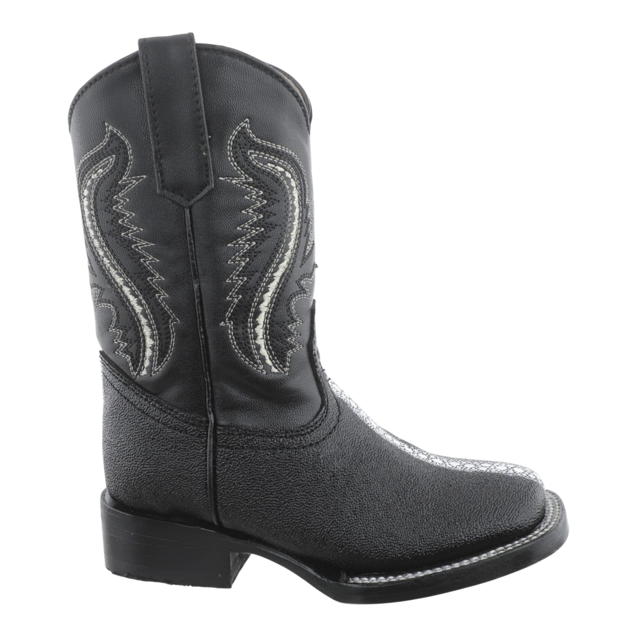 Bota infantil imitación mantarraya con suela de vaqueta, vista lateral