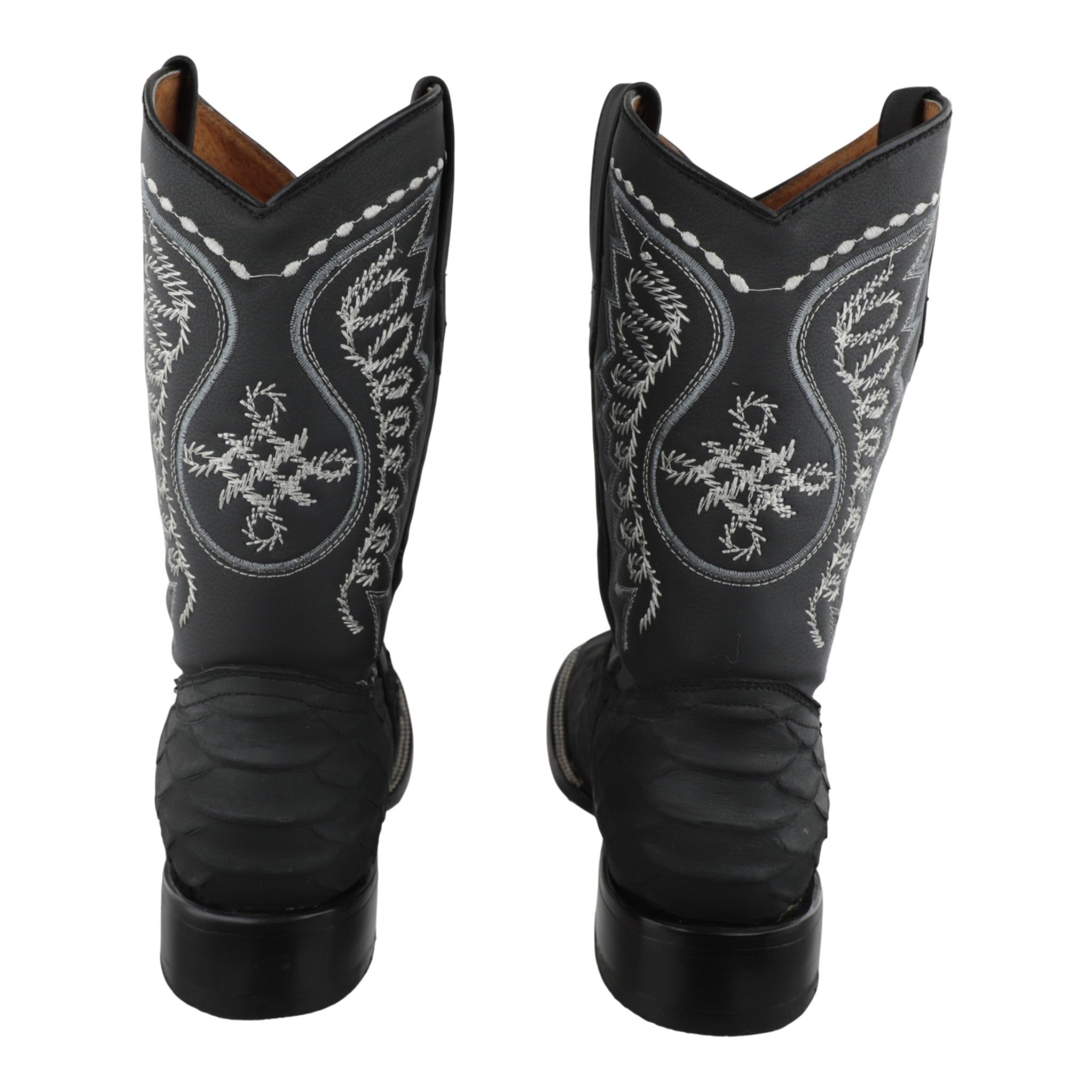 Vista trasera botas imitacion pitón diseño vaquero