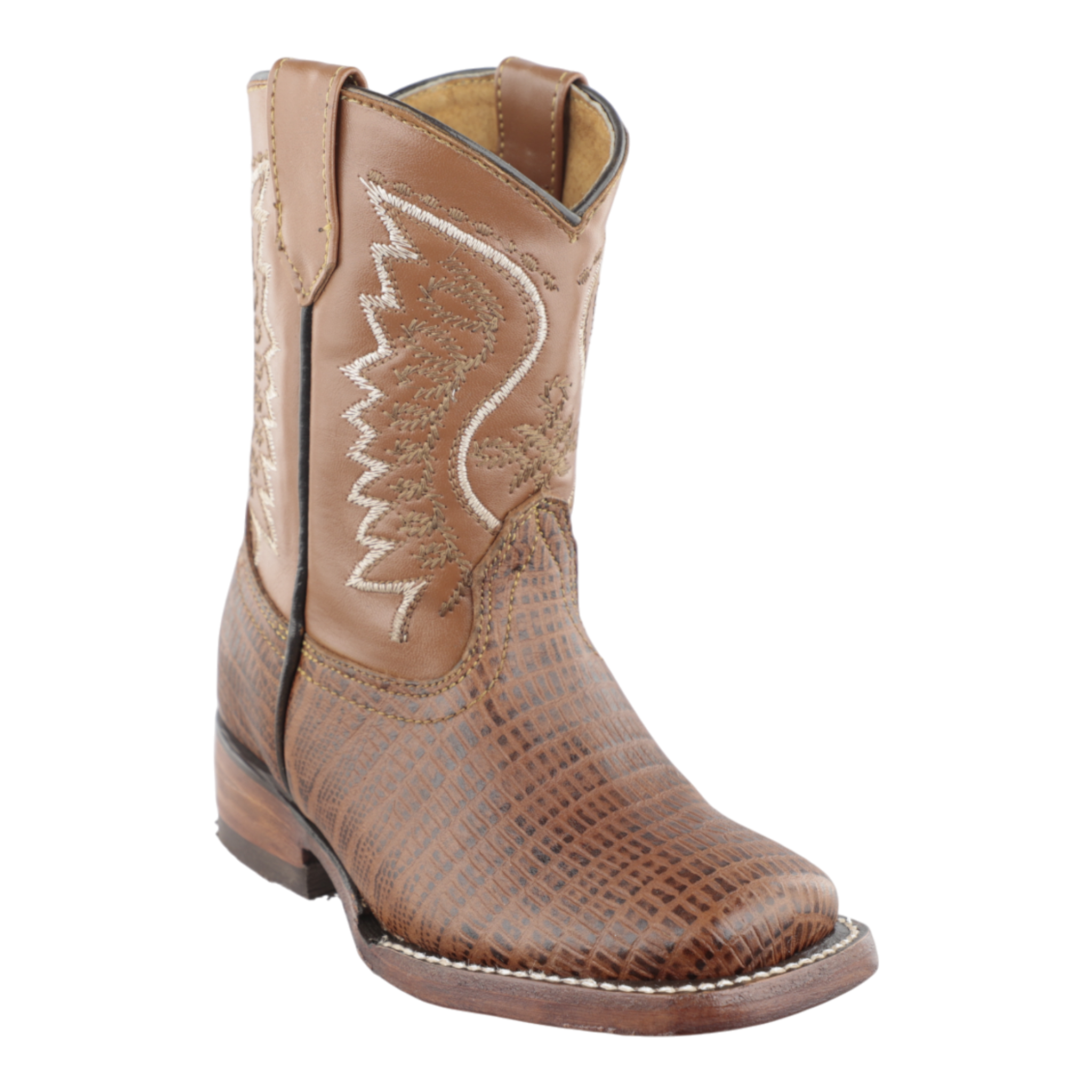 Botas infantiles estilo rodeo color miel con costuras reforzadas