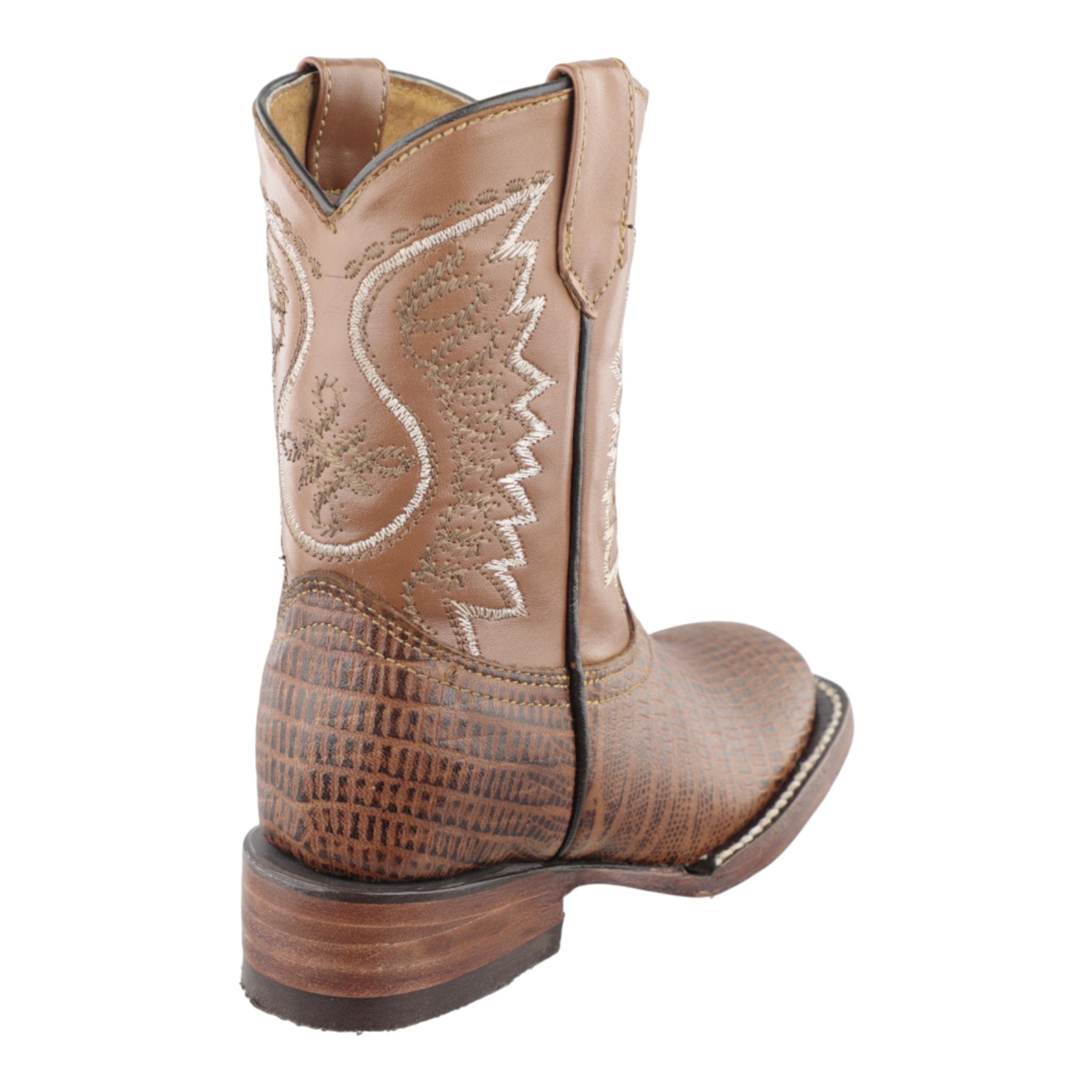 Botas vaqueras niño miel con puntal cuadrado estilo bulldog