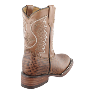 Botas vaqueras niño miel con puntal cuadrado estilo bulldog