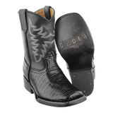 Botas western para niño en color negro con tubo bordado estilo clásico