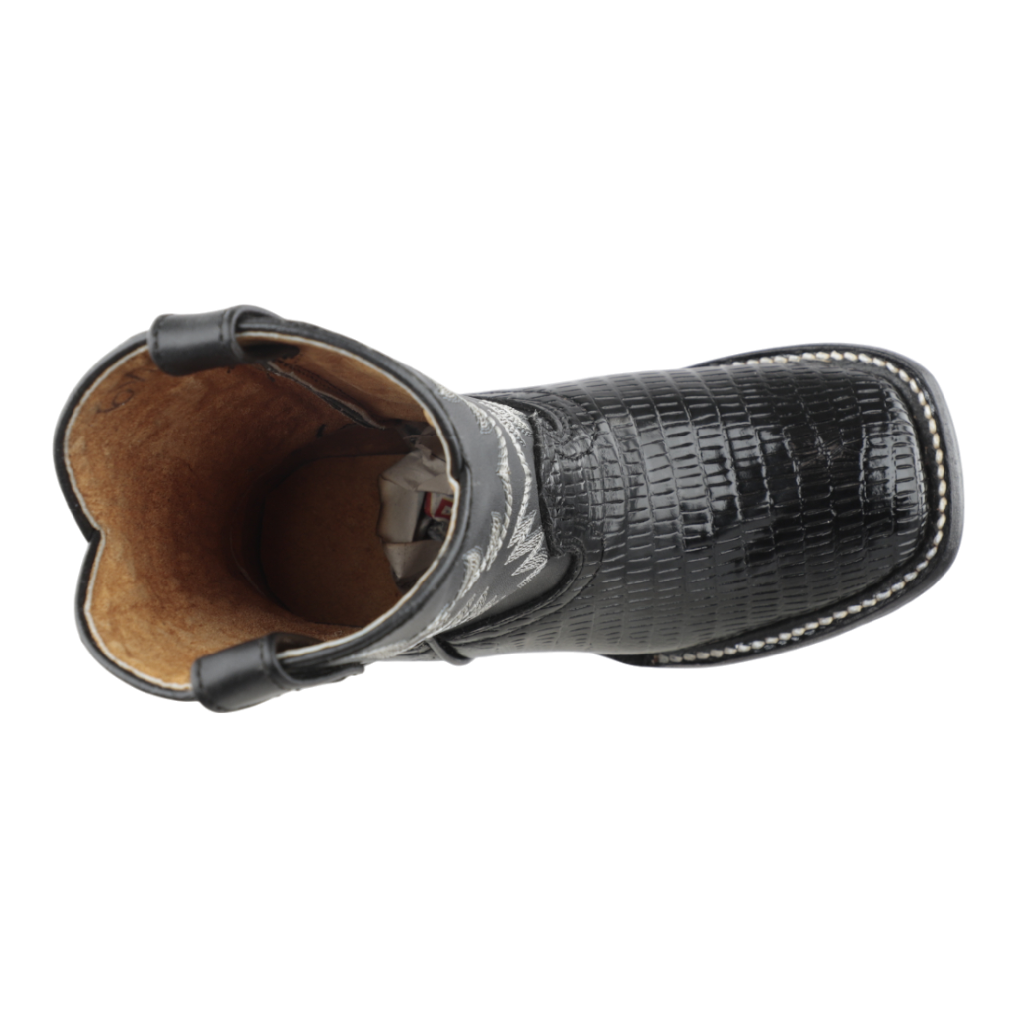 Punta cuadrada botas vaqueras niño color negro estilo bulldog