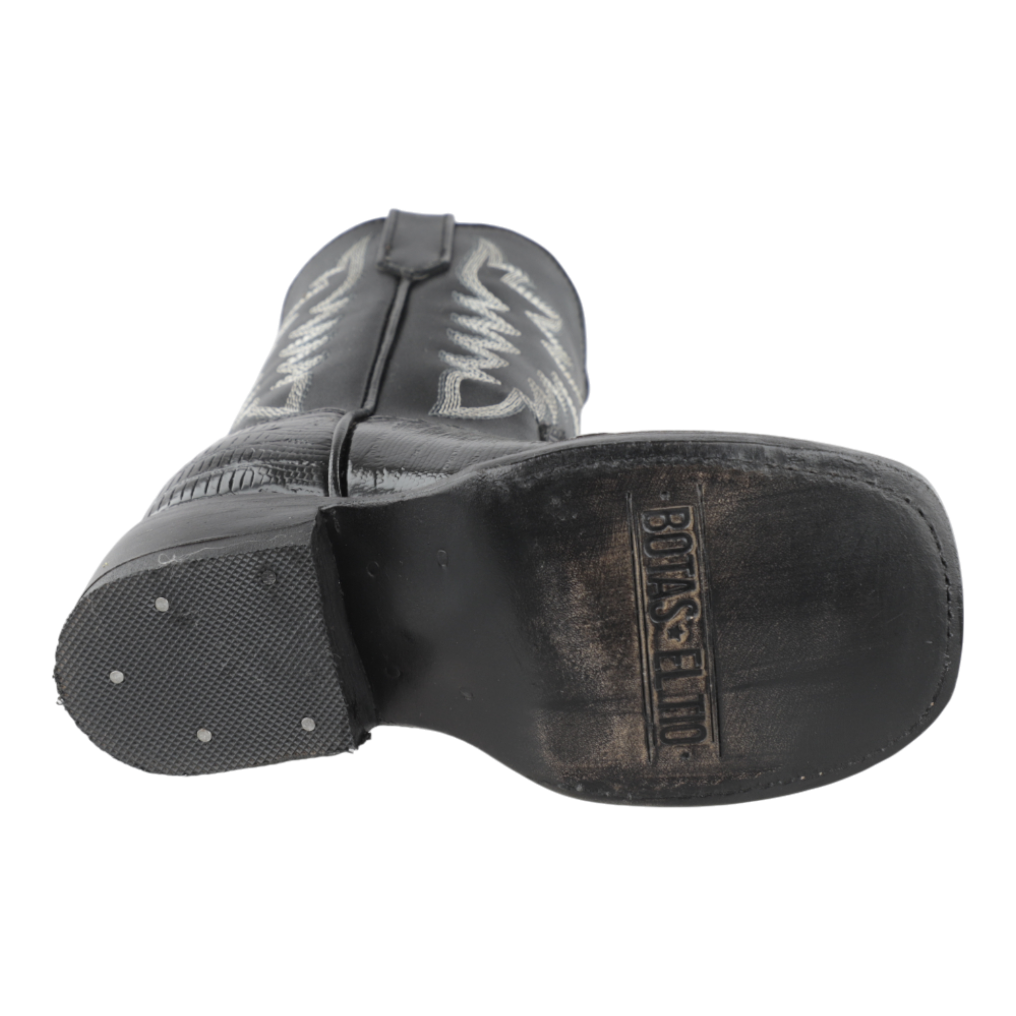 Toma de la suela Bulldog en botas western para niño color negro